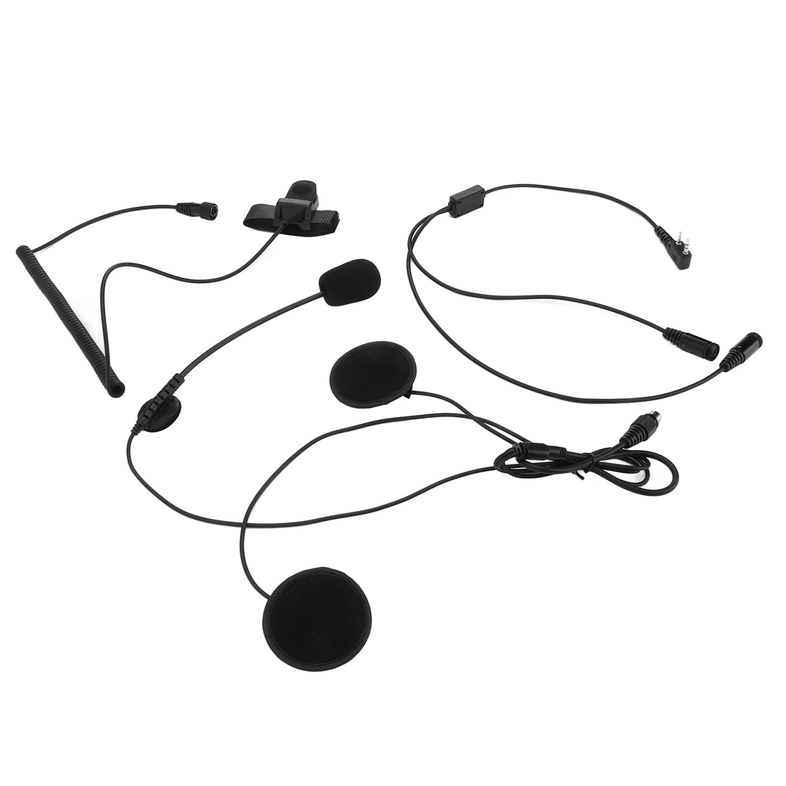 Entatial Motorrad-Ohrhörer-Mikrofon, 2-poliges PTT-Helm-Headset-Mikrofon Schwarz für WOUXUN für BAOFENG von Entatial