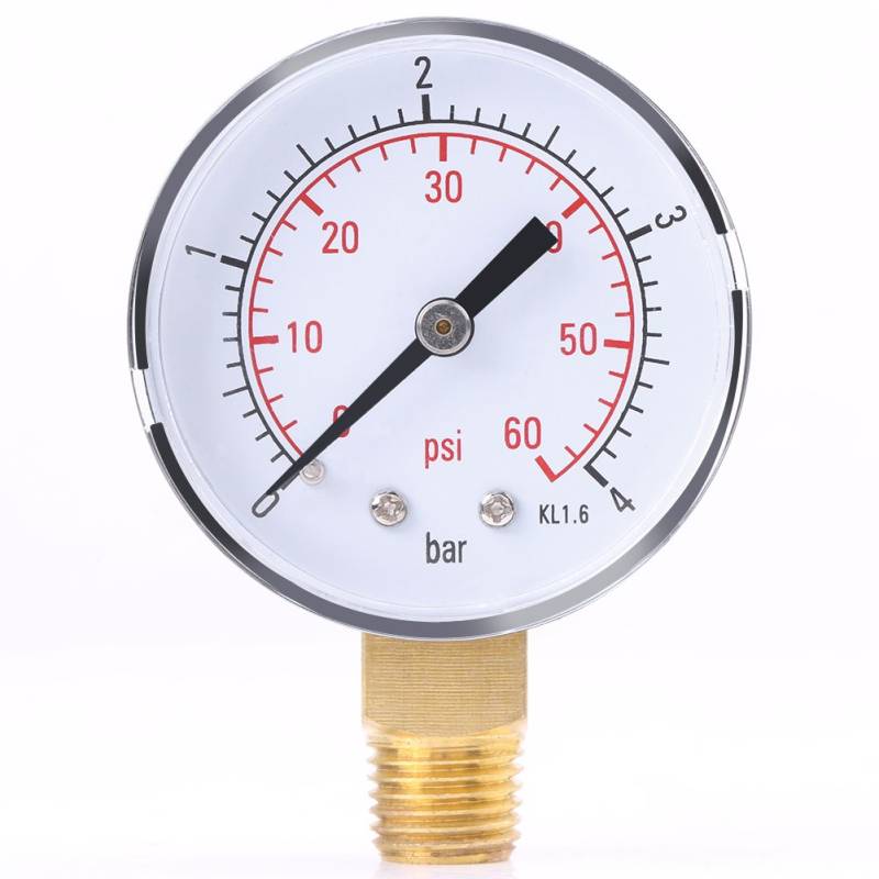 Pressure Gauge, Manometer Für Sandfilter, Manometer 1PC Mini-Manometer für Kraftstoff Luft Öl oder Wasser Dual Scale Manometer 0-4bar/0-60psi NPT von Entatial
