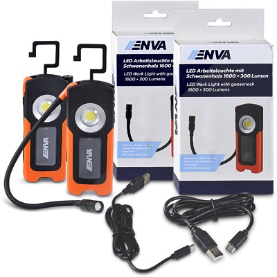 Enva 2x LED Arbeitsleuchte mit Schwanenhals 1600 + 300 Lumen von Enva