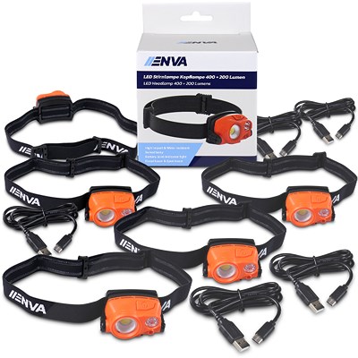 Enva 5x LED Stirnlampe Kopflampe 400 + 200 Lumen von Enva