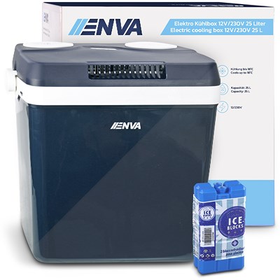 Enva Elektro Kühlbox 12V/230V 25 Liter + 2x Kühlakku von Enva
