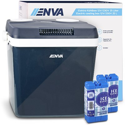 Enva Elektro Kühlbox 12V/230V 25 Liter + 4x Kühlakku von Enva