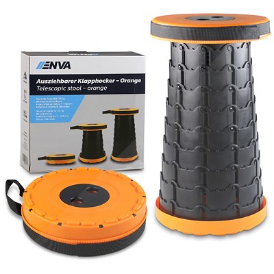 Enva 2x Ausziehbarer Klapphocker Teleskophocker - Orange von Enva