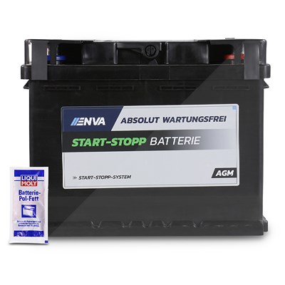 Enva AGM70 Starterbatterie 60Ah 680A + 1x 10g Batterie-Pol-Fett für Alfa Romeo, Alpina, Audi, Bentley, BMW, Citroën, Dacia, Fiat, Honda, Hyundai, Jagu von Enva