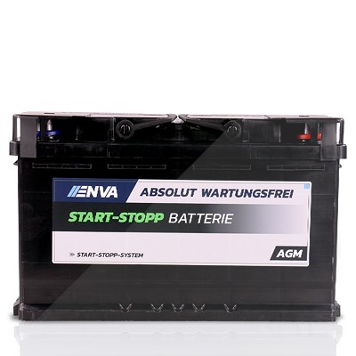 Enva AGM80 Starterbatterie 80 Ah 800 A [Hersteller-Nr. EK800] für Alfa Romeo, Alpina, Audi, BMW, Cadillac, Chrysler, Dodge, Fiat, Ford, Ford Usa, Hyun von Enva