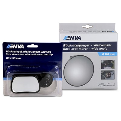 Enva Rücksitzspiegel - Weitwinkel - Ø 175 mm + Rückspiegel mit Clip von Enva
