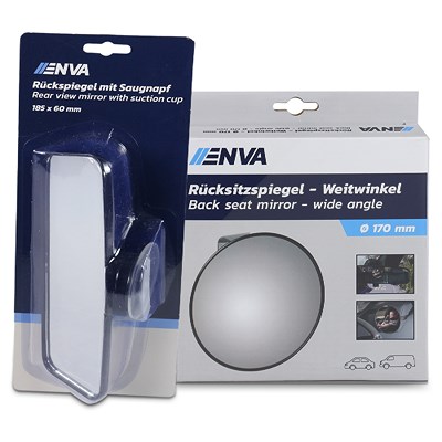Enva Rücksitzspiegel - Weitwinkel - Ø 175mm + Rückspiegel mit Saugnapf von Enva