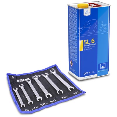 Enva Offener Doppel-Ringschlüssel-Satz + 5L Bremsflüssigkeit SL.6 DOT4 Enva Offener Doppel-Ringschlüssel-Satz + 5L Bremsflüssigkeit SL.6 DOT4 von Enva