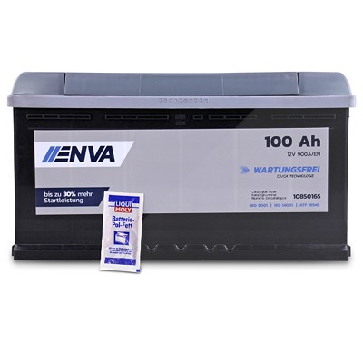 Enva Starterbatterie 100Ah 900A + 10g Pol-Fett [Hersteller-Nr. 0 092 S50 150] für Alpina, Audi, BMW, Citroën, Fiat, Hyundai, Iveco, Jeep, Land Rover, von Enva