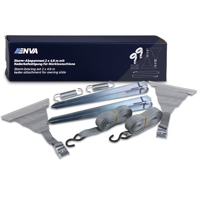 Enva Sturm-Abspannset 2x4,8 m mit Kederbefestigung für Markisenschiene [Hersteller-Nr. 30163-4] von Enva