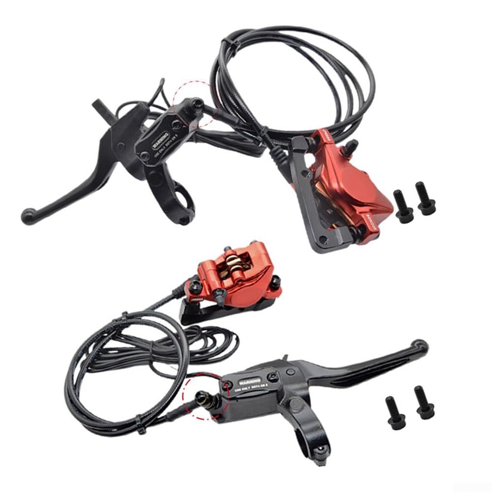 Hydraulisches Scheibenbremsen-Set, CNC-gefräste Vollaluminium-Pumpe mit Doppelkolbenstütze, 160 mm vorne/180 mm hinten, explosionsgeschützte Ölleitungen, 7 mm Metall-Bremsbeläge (rechts + links) von EpheyFIF