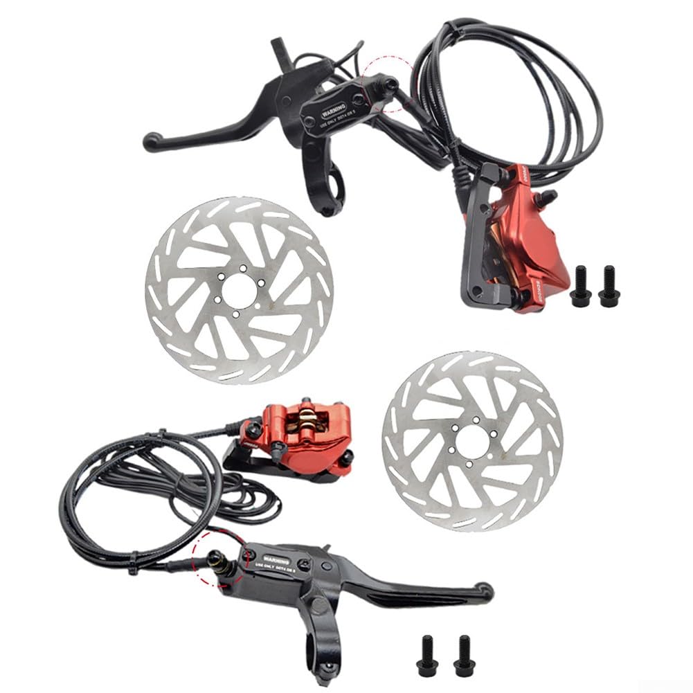 Hydraulisches Scheibenbremsen-Set, CNC-gefräste Vollaluminium-Pumpe mit Doppelkolbenstütze, 160 mm vorne/180 mm hinten, explosionsgeschützte Ölleitungen, 7 mm Metall-Bremsbeläge (rechts mit Scheibe) Hydraulisches Scheibenbremsen-Set, CNC-gefräste Vollaluminium-Pumpe mit Doppelkolbenstütze, 160 mm vorne/180 mm hinten, explosionsgeschützte Ölleitungen, 7 mm Metall-Bremsbeläge (rechts mit Scheibe) von EpheyFIF