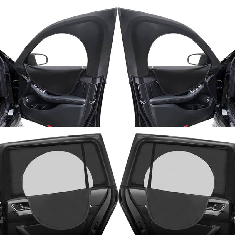 Erato 4 Stück Sonnenschutz für Seitenfenster des Autos, mit Reißverschluss, dehnbar, Doppellagiges Netzgewebe, Sonnenschutz für Auto LKW SUV Camping UV-Schutz, atmungsaktiv, für Babys und Haustiere von Erato