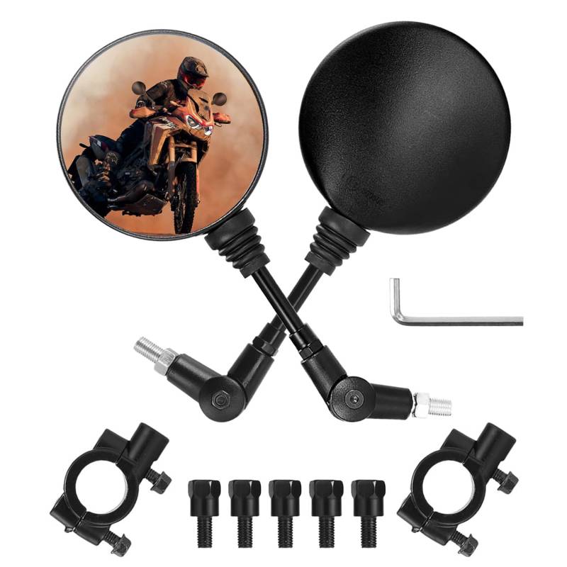 Erato ATV Motorrad Rückspiegel mit Halterung 7/8 Zoll Lenkerendspiegel Universal Motorradspiegel mit M8 M10 Schrauben kompatibel mit Roller E-Bike ATV, 2 Stück von Erato