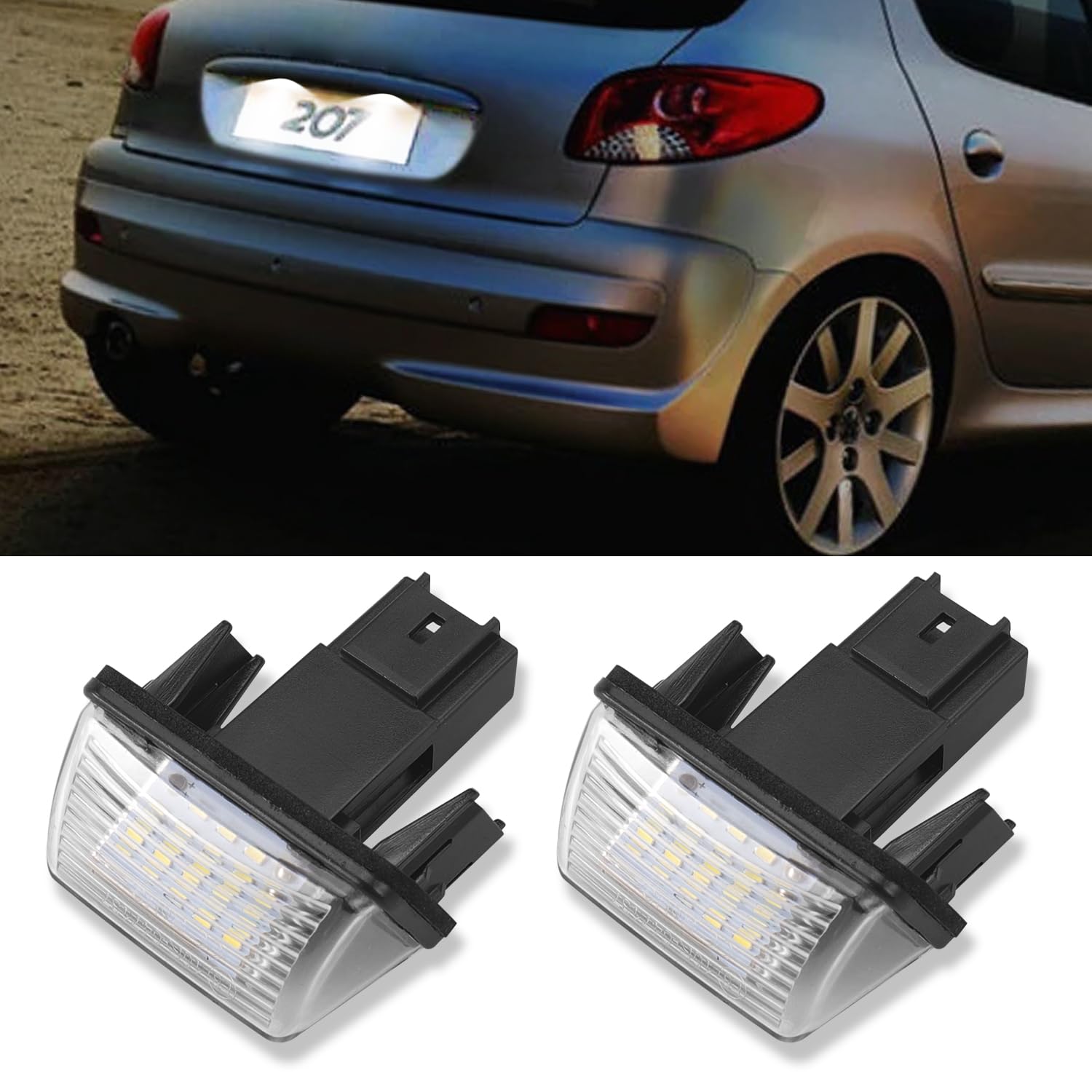 Erato LED Kennzeichenbeleuchtung, CanBus fehlerfrei, für206 2D 3D 4D 5D /207 3D 5D /306 5D /307 4D 5D /308 5D /406 5D /407 5D /5008 5D/ Partner M59 B9 M49 / Partner Tepee (B9) von Erato
