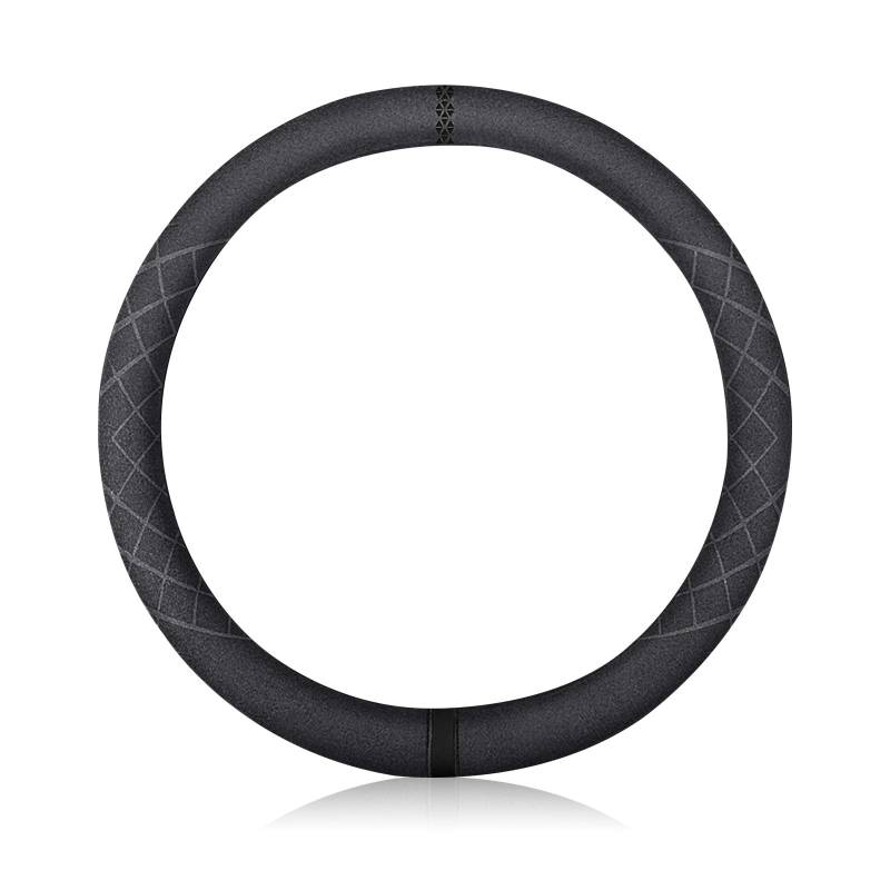 Ergocar Auto Lenkradbezug Rutschfester Auto Sport Lenkradschutz Mikrofaser Wildleder Winter Warm für Lenkrad Durchmesser 38cm (15 ") (Schwarz) von Ergocar