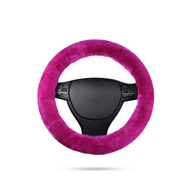 Ergocar weicher Auto-Lenkradbezug der reinen Wolle universeller rutschfester elastischer Winter warmer Autolenkradschutz - Fluoreszierendes Rosa von Ergocar
