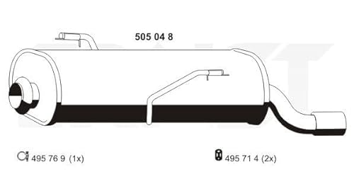 Auspuff Endschalldàƒ ¤mpfer Auspuffanlage Endtopf original ERNST (505048) 750mm von Ernst