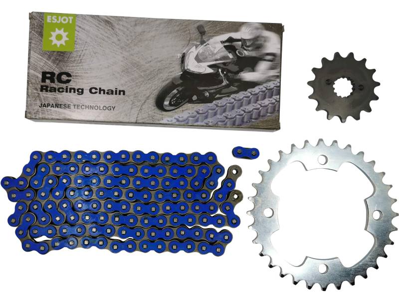 Kettensatz SMC 500/520 Canyon/RAM 503 RR Quad ATV Blaue Esjot Kette mit 15er Ritzel und 32er Kettenrad2 von Esjot