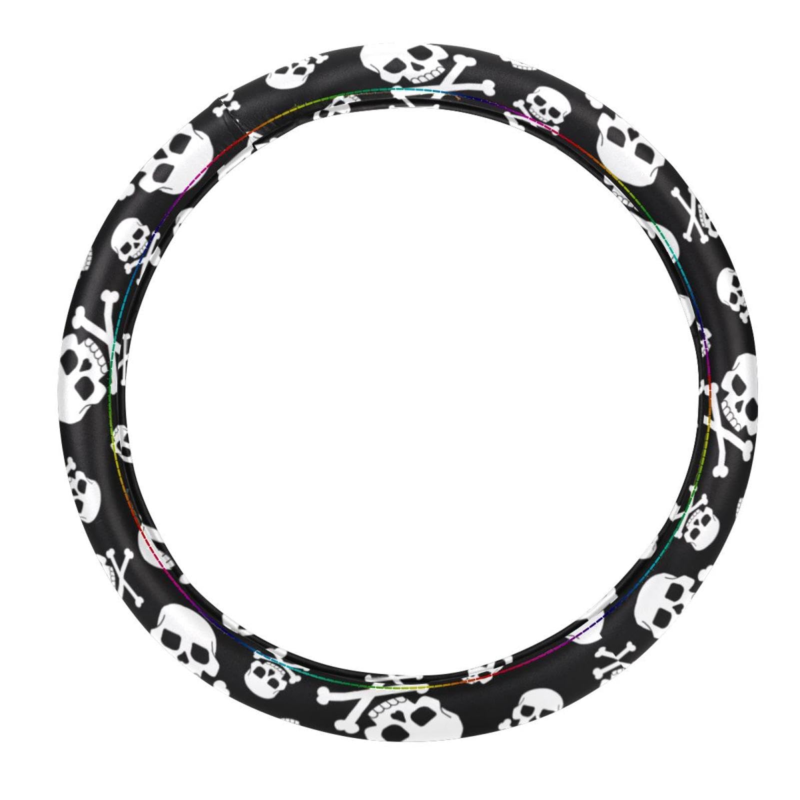 Eslifey Lenkradbezug mit Horror-Totenkopf-Muster, Leder, rutschfest, atmungsaktiv, Universalgröße 37 cm, FXPT-8 Eslifey Lenkradbezug mit Horror-Totenkopf-Muster, Leder, rutschfest, atmungsaktiv, Universalgröße 37 cm, FXPT-8 von Eslifey