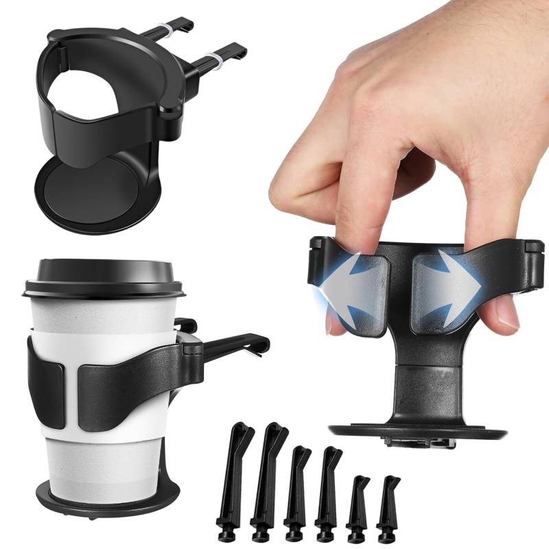 Esshogo Auto Getränkehalter für Lüftung, 2 Set Becherhalter Auto, Getränkehalter Auto Mittelkonsole, Getränkehalter für Auto Aschenbecher, Kaffeebecher und Getränkedose von Esshogo
