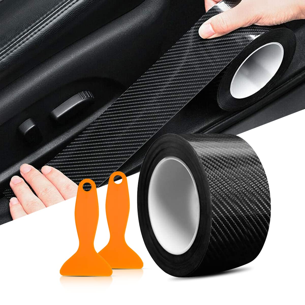 Carbon Folie, einstiegsleisten kohlefaser aufkleber,5cm*10m carbon fiber folie,6D Autofolie schwarz Selbstklebend schutz,Lackschutzfolie Schutzfolie für Auto von Esteopt