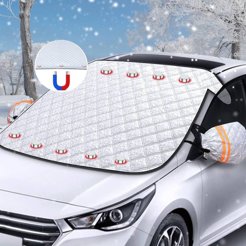Esteopt Sonnenschutz Auto Frontscheibe, Frontscheibenabdeckung, mit 9 Magneten Frontscheibenabdeckung Auto Windschutzscheiben Abdeckung Sonnenblende Wintergegen Schnee von Esteopt