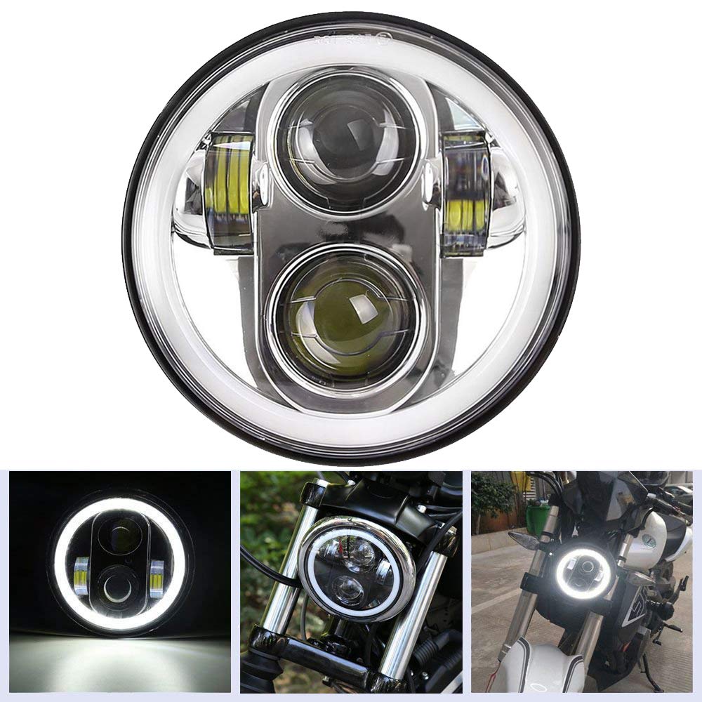 Daymaker Projector Angel Eyes 225 Motorradlicht, 40 W, LED-Scheinwerfer, 14,6 cm, mit DRL-Fernlicht für Harley Davidson silber Daymaker Projector Angel Eyes 225 Motorradlicht, 40 W, LED-Scheinwerfer, 14,6 cm, mit DRL-Fernlicht für Harley Davidson silber von Esyauto
