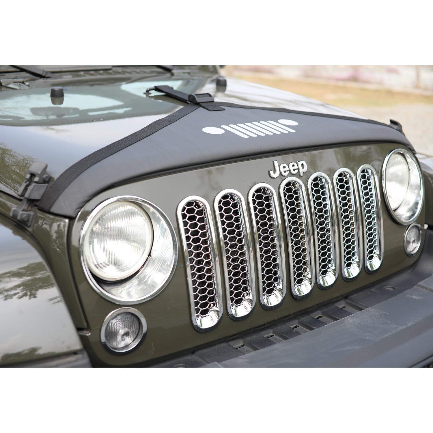 Esyauto Vorderhaube Abdeckung Haube BH Protektor Cover Triangle Protector Kit für J Eep Wrangler JK 2007–2017 schwarz Esyauto Vorderhaube Abdeckung Haube BH Protektor Cover Triangle Protector Kit für J Eep Wrangler JK 2007–2017 schwarz von Esyauto