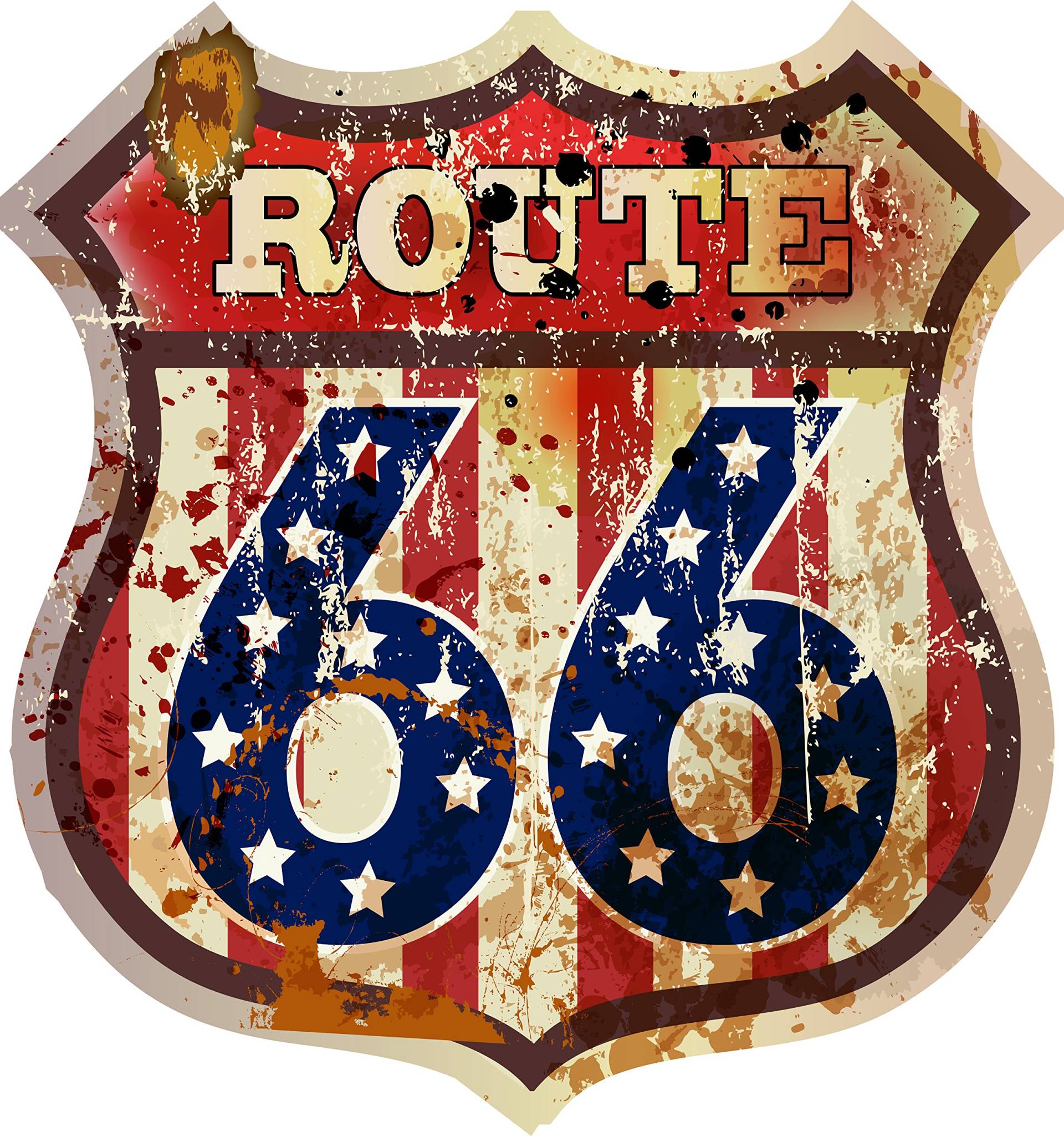 Etaia 9,5x10 cm - Auto Aufkleber Wappen Route 66 USA Vintage Retro Old School Motorcycles Sticker Motorrad Bike Biker von Etaia