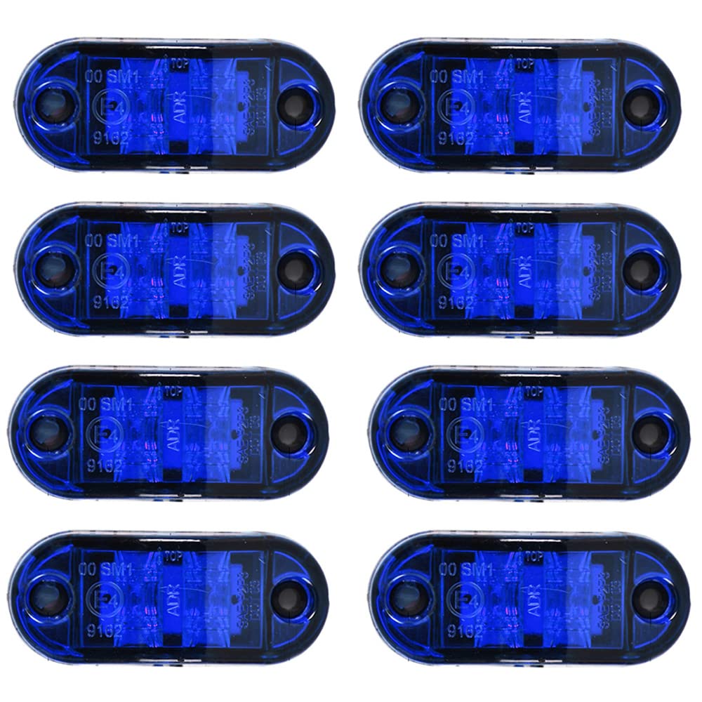 Etomvoop 8 x LED-Seitenmarkierungsleuchten, wasserdichte Blinker, Positions-Seitenleuchten für Anhänger, Van, Wohnwagen, LKW, Boote (Blau) von Etomvoop