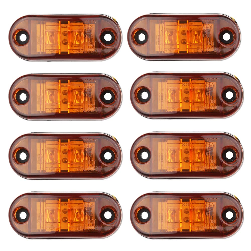 Etomvoop 8 x LED-Seitenmarkierungsleuchten, wasserdichte Blinker, Positions-Seitenleuchten für Anhänger, Van, Wohnwagen, LKW, Boote (Gelb) von Etomvoop