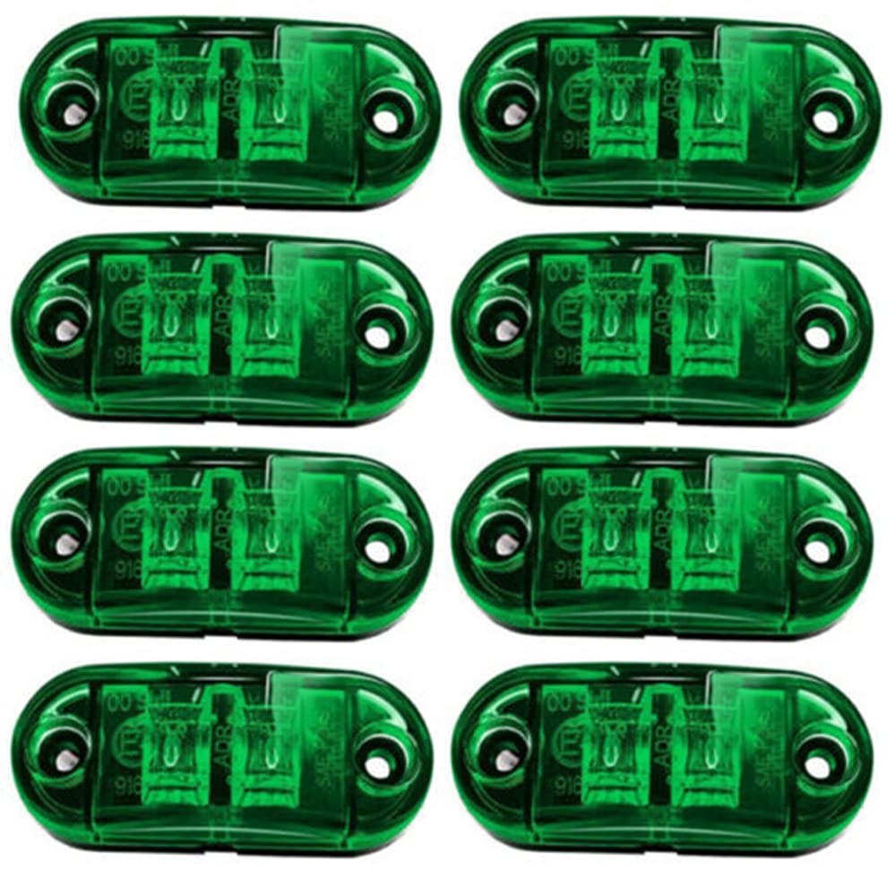 Etomvoop 8 x LED-Seitenmarkierungsleuchten, wasserdichte Blinker, Positions-Seitenleuchten für Anhänger, Van, Wohnwagen, LKW, Boote (Grün) von Etomvoop