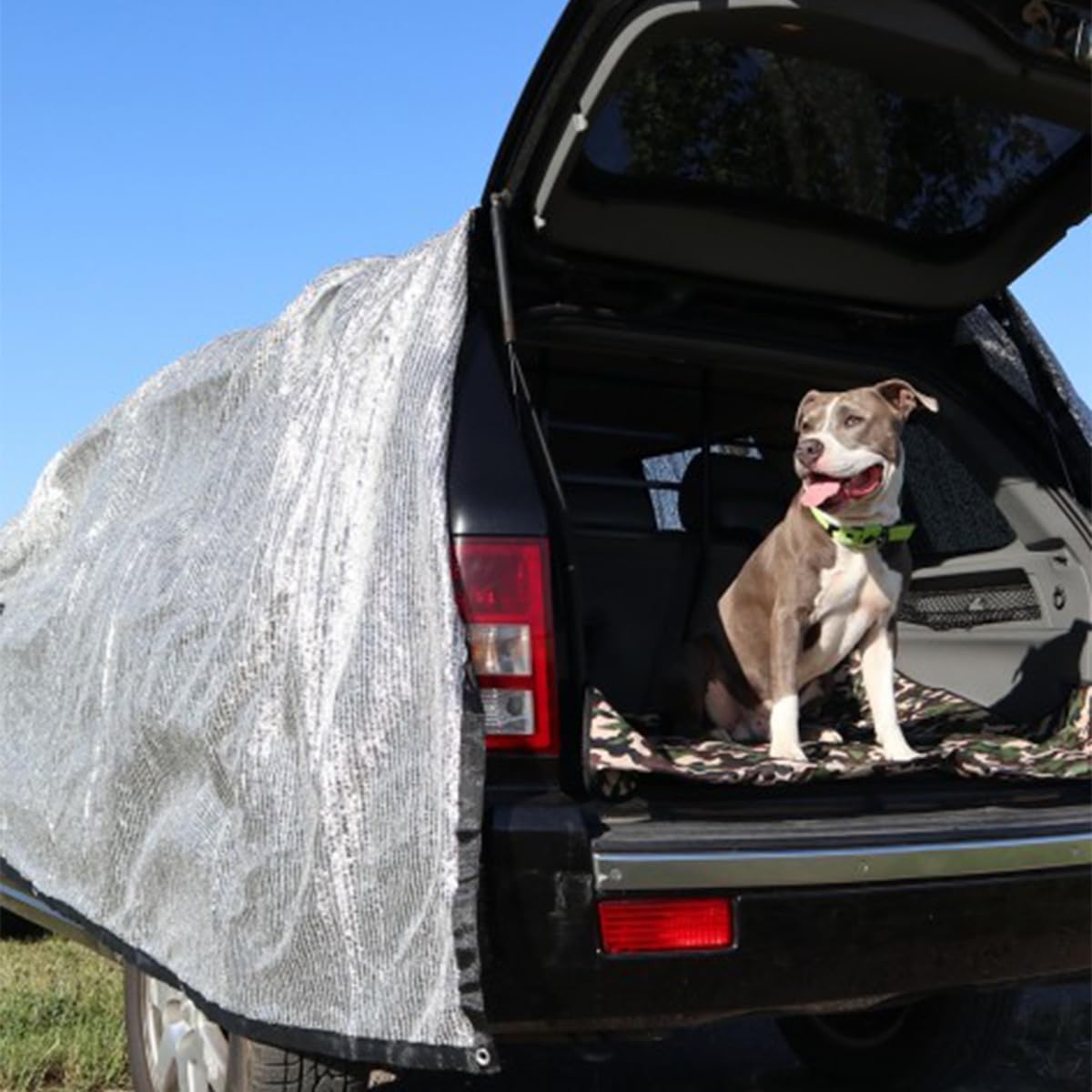 Auto Sonnenschutz Hitzeschutz Aludecke Groß 3 m x 4 m 12m² Alunetz 90% Alu UV Sonnenschutz, Hitzeschutz Haube Schattennetz für T5 T4 T6 Hunde Camping Zubehör Wohnwagen Wohnmobil von Etomvoop