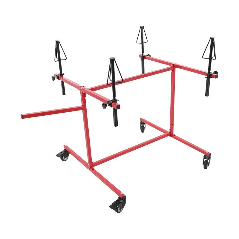 Etrhdfyts Lackierständer Auf Rädern,360° Drehbar, Höhenverstellbar Felgen-Lackierbock 4 Halter, Felgenlackierständer für Autoteile,Felgen,Hauben,Kotflügel,Türen,Stoßstange zum Lackieren (Rot) von Etrhdfyts