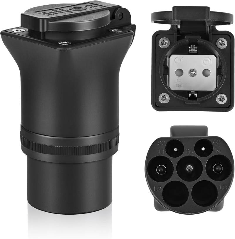 Euakee Typ2 auf Schuko Adapter, Typ2 auf Europäischen Stecker für Elektrische Motorräder und E-Bikes, Typ2 16A EV Ladegerät oder Typ2 Ladestation Adapter, Typ2 Entladegerät von Euakee