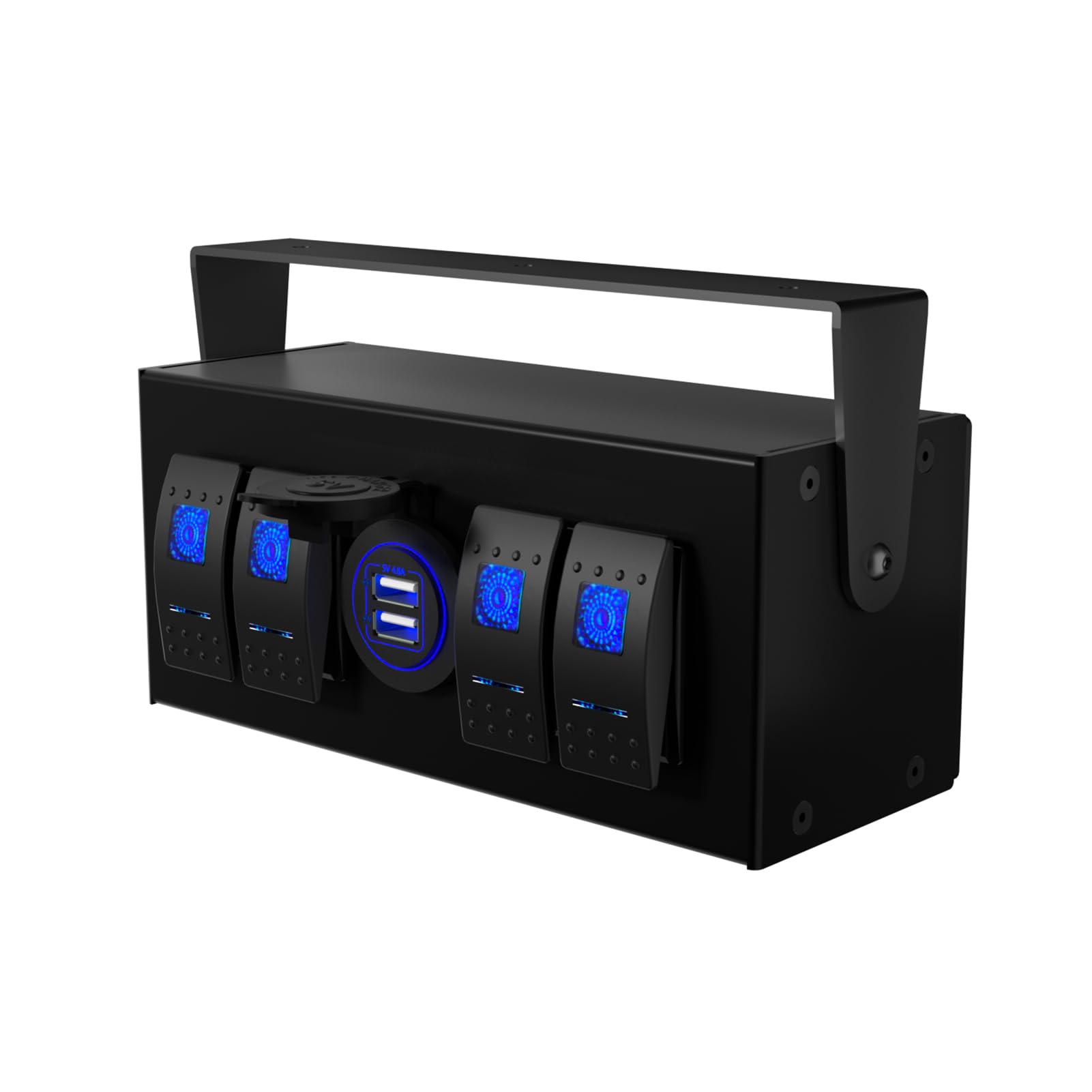 4 Gang -Rocker -Kippschalterschalter, 4,8A Schalter Blue Light Control Box mit 4 USB -Quick -Ladeanschlüssen für RV -Fahrzeug -LKW -Anhängeryacht 4 Gang -Rocker -Kippschalterschalter, 4,8A Schalter Blue Light Control Box mit 4 USB -Quick -Ladeanschlüssen für RV -Fahrzeug -LKW -Anhängeryacht von Eujgoov