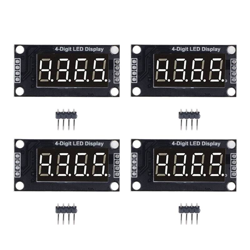 4 Sätze Digitales Röhrenanzeigemodul 0,36 Zoll 4 Digitale 7 Segment Digital LED Anzeigeröhre TM1637 5V(Weiß MRA110A) von Eujgoov