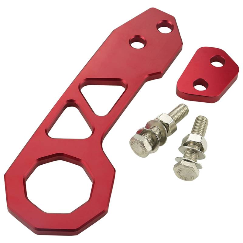 Eujgoov Heck -Schlepptau -Haken Universeller Autoanhänger Ring Aluminium Racing Haken Vorne Heck Stoßfänger Befestigungselemente (Rot) von Eujgoov