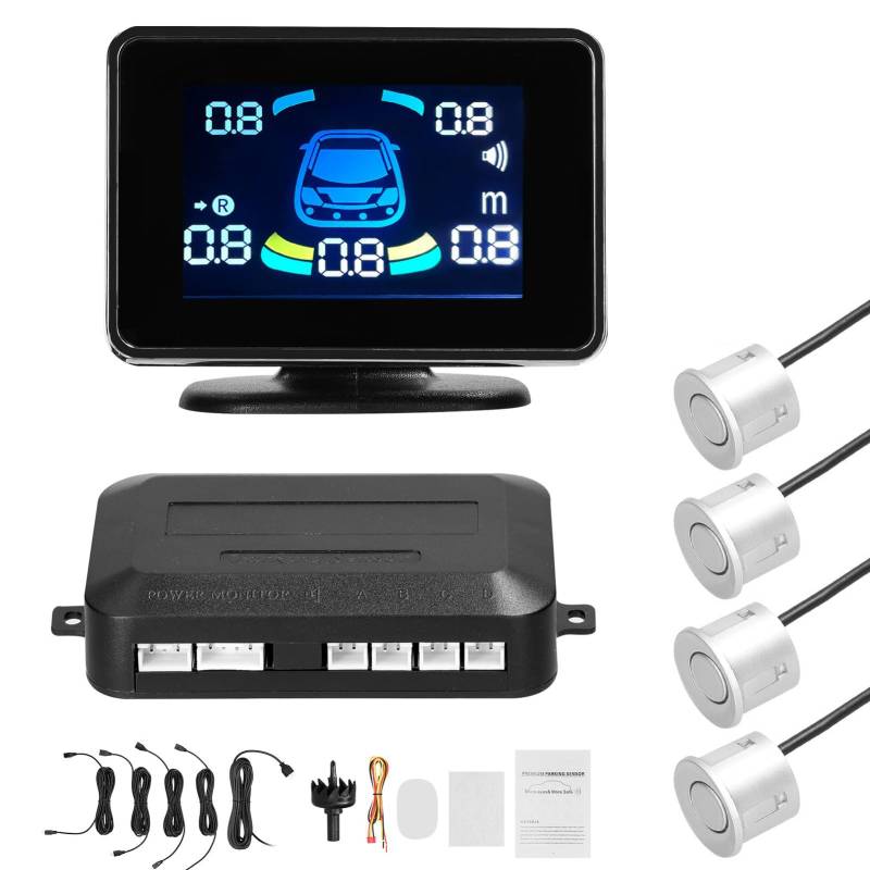Parkradare Rückfahrkamerasystem für Autos mit 7-cm-LCD-Display Zum Rückwärtsfahren mit Akustischer Warnung (SILVER) von Eujgoov