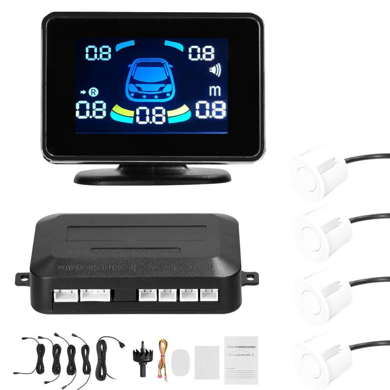 Parkradare Rückfahrkamerasystem für Autos mit 7-cm-LCD-Display Zum Rückwärtsfahren mit Akustischer Warnung (WHITE) von Eujgoov
