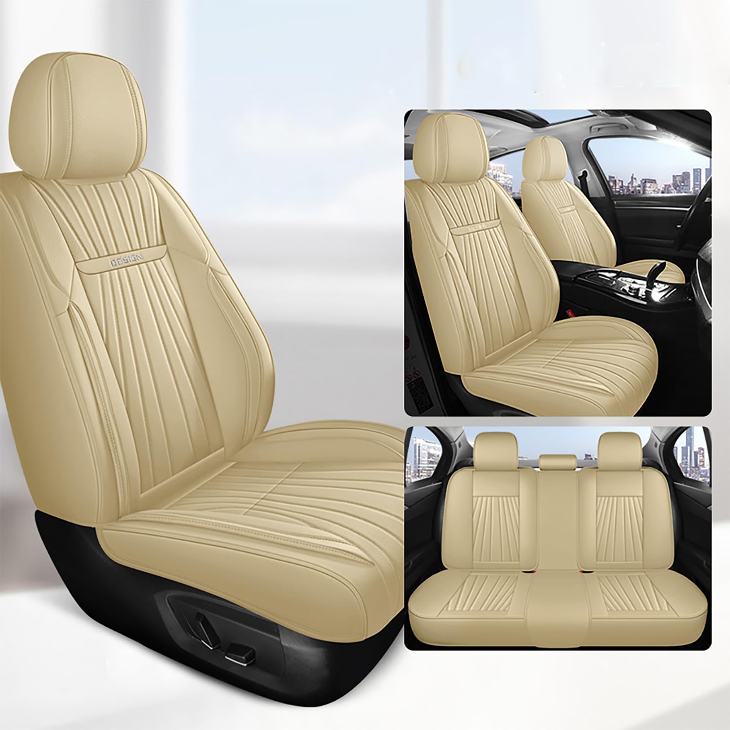Eunncu Autositzbezüge komplettes Set Universal in Stylish Design | Schonbezüge für Vordersitze und Rückbank | Auto Sitzbezüge Airbag Kompatibel | Premium Wasserdicht Sitzbezug, Beige Eunncu Autositzbezüge komplettes Set Universal in Stylish Design | Schonbezüge für Vordersitze und Rückbank | Auto Sitzbezüge Airbag Kompatibel | Premium Wasserdicht Sitzbezug, Beige von Eunncu