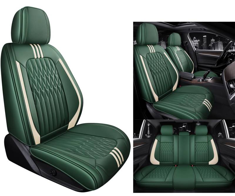 Eunncu Autositzbezüge komplettes Set Universal in Stylish Design | Schonbezüge für Vordersitze und Rückbank | Auto Sitzbezüge Airbag Kompatibel | Premium Wasserdicht Sitzbezug, Grün von Eunncu