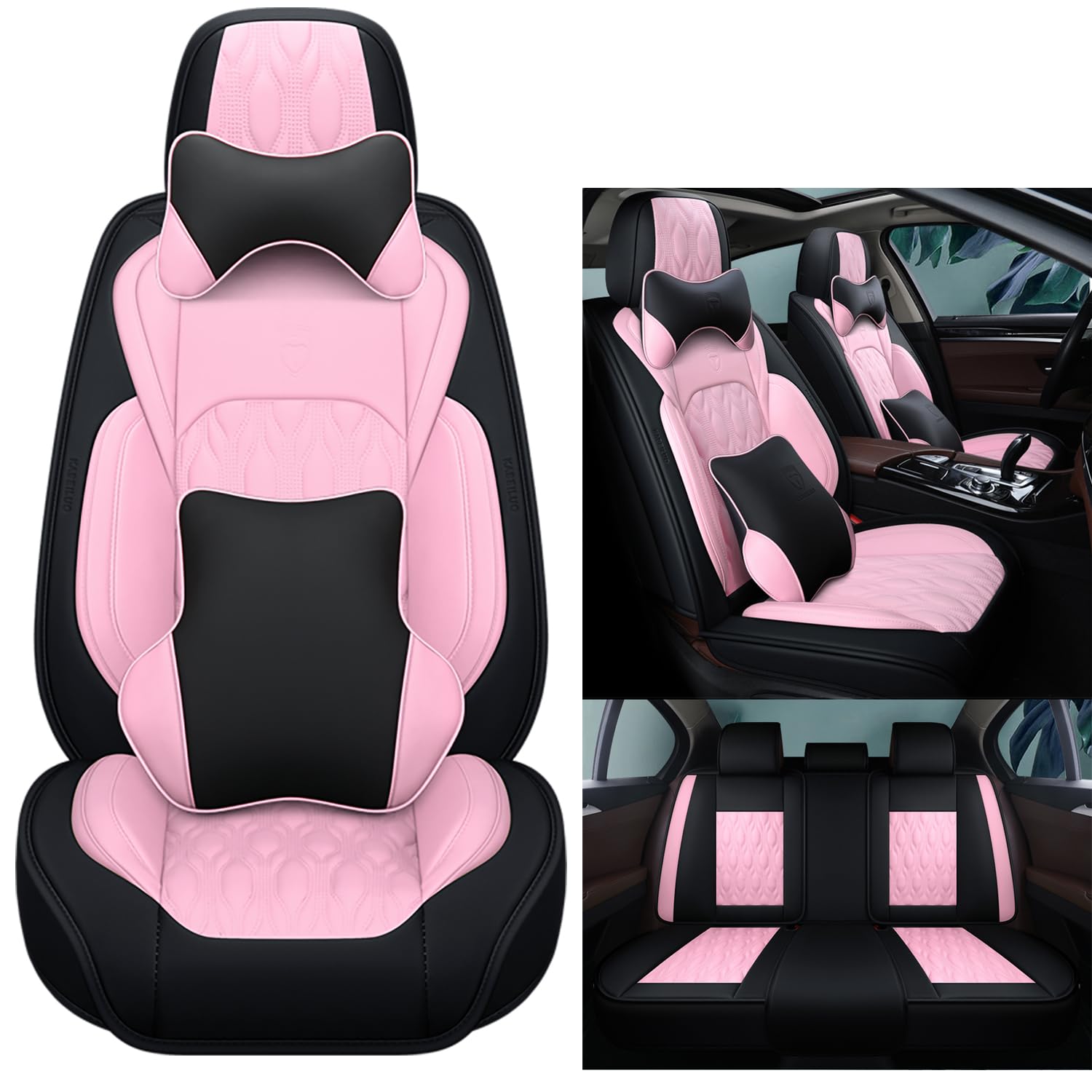 Eunncu Autositzbezüge komplettes Set Universal in Stylish Design | Schonbezüge für Vordersitze und Rückbank | Auto Sitzbezüge Airbag Kompatibel | Premium Wasserdicht Sitzbezug, Rosa Schwarz Eunncu Autositzbezüge komplettes Set Universal in Stylish Design | Schonbezüge für Vordersitze und Rückbank | Auto Sitzbezüge Airbag Kompatibel | Premium Wasserdicht Sitzbezug, Rosa Schwarz von Eunncu