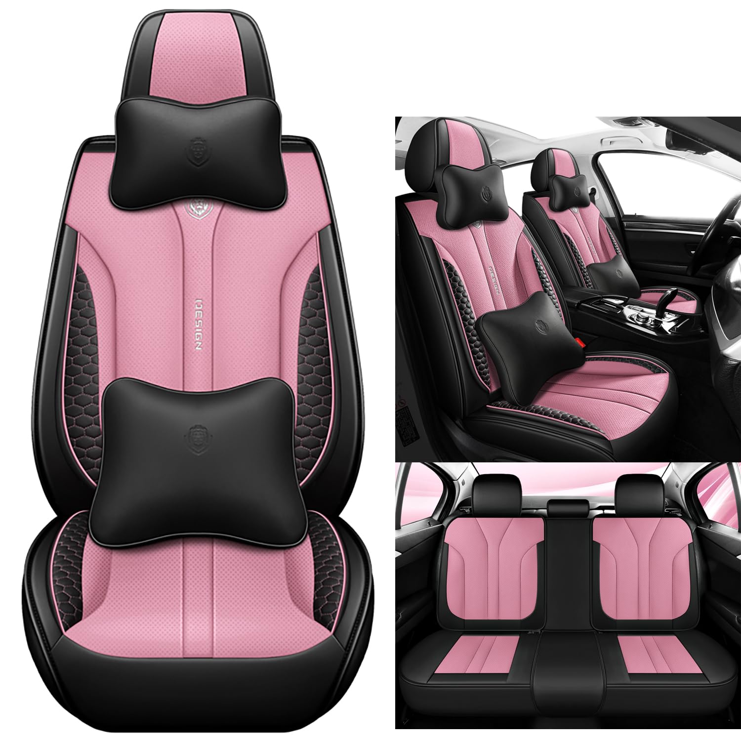 Eunncu Autositzbezüge komplettes Set Universal in Stylish Design | Schonbezüge für Vordersitze und Rückbank | Auto Sitzbezüge Airbag Kompatibel | Premium Wasserdicht Sitzbezug, Rosa Eunncu Autositzbezüge komplettes Set Universal in Stylish Design | Schonbezüge für Vordersitze und Rückbank | Auto Sitzbezüge Airbag Kompatibel | Premium Wasserdicht Sitzbezug, Rosa von Eunncu