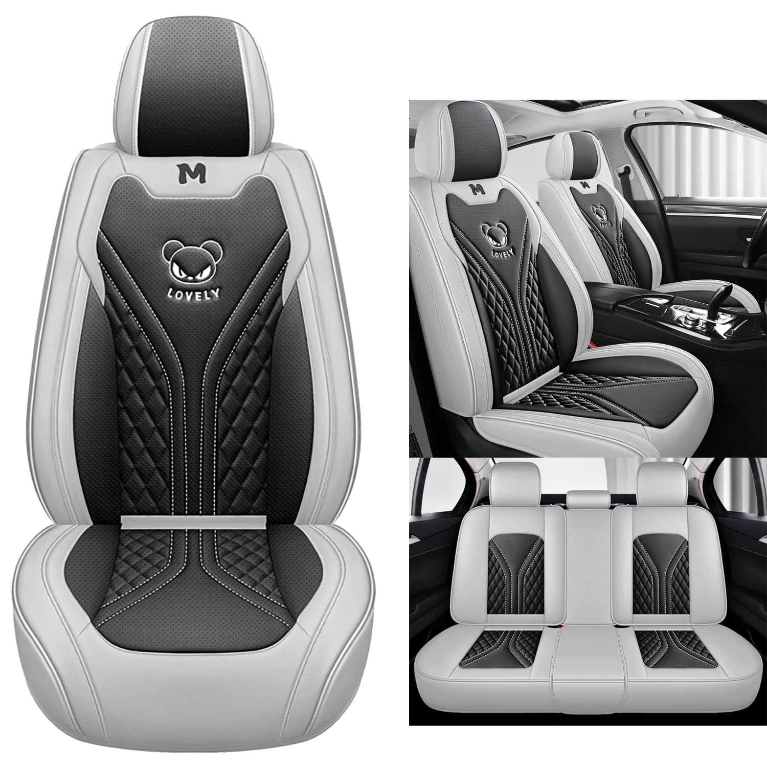 Eunncu Autositzbezüge komplettes Set Universal in Stylish Design | Schonbezüge für Vordersitze und Rückbank | Auto Sitzbezüge Airbag Kompatibel | Premium Wasserdicht Sitzbezug, Schwarz Grau Eunncu Autositzbezüge komplettes Set Universal in Stylish Design | Schonbezüge für Vordersitze und Rückbank | Auto Sitzbezüge Airbag Kompatibel | Premium Wasserdicht Sitzbezug, Schwarz Grau von Eunncu