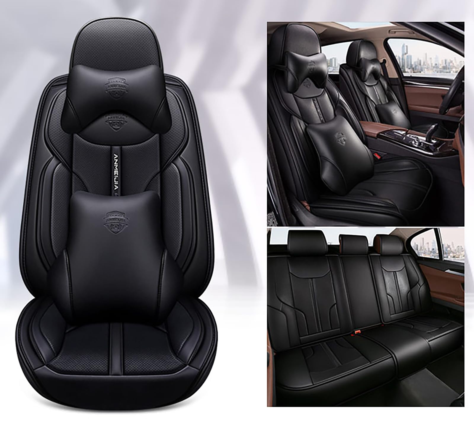Eunncu Autositzbezüge komplettes Set Universal in Stylish Design | Schonbezüge für Vordersitze und Rückbank | Auto Sitzbezüge Airbag Kompatibel | Premium Wasserdicht Sitzbezug, Schwarz Luxus Eunncu Autositzbezüge komplettes Set Universal in Stylish Design | Schonbezüge für Vordersitze und Rückbank | Auto Sitzbezüge Airbag Kompatibel | Premium Wasserdicht Sitzbezug, Schwarz Luxus von Eunncu