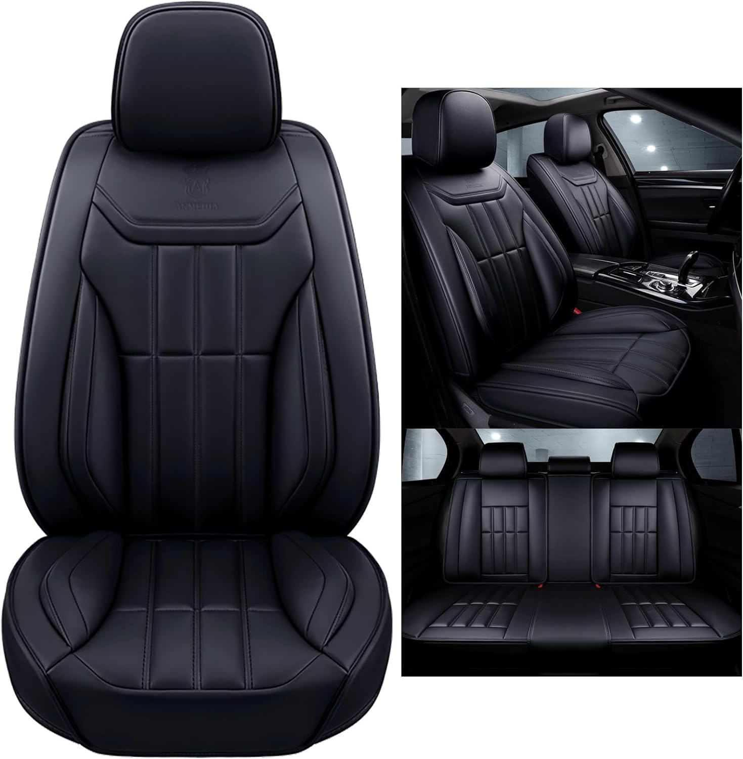 Eunncu Autositzbezüge komplettes Set Universal in Stylish Design | Schonbezüge für Vordersitze und Rückbank | Auto Sitzbezüge Airbag Kompatibel | Premium Wasserdicht Sitzbezug, Schwarz Eunncu Autositzbezüge komplettes Set Universal in Stylish Design | Schonbezüge für Vordersitze und Rückbank | Auto Sitzbezüge Airbag Kompatibel | Premium Wasserdicht Sitzbezug, Schwarz von Eunncu