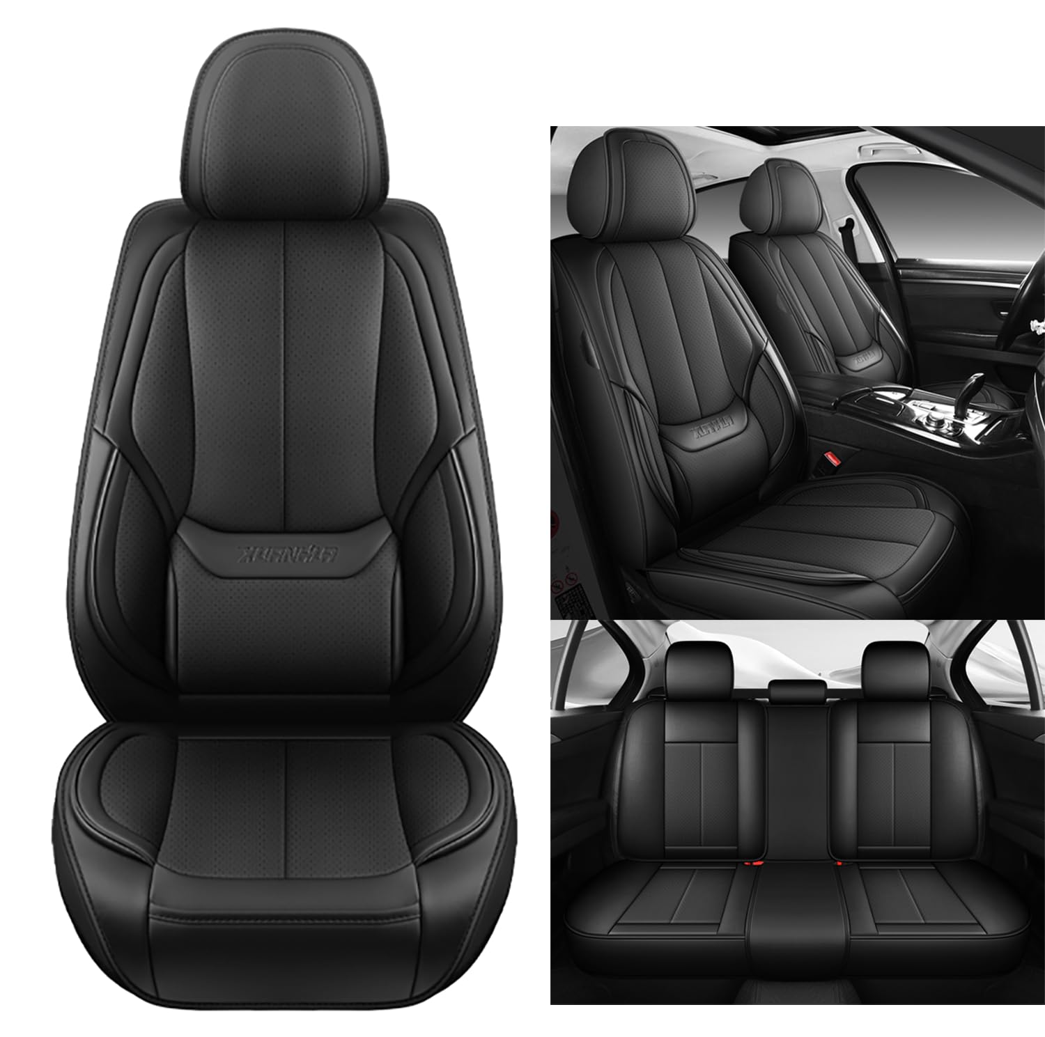 Eunncu Autositzbezüge komplettes Set Universal in Stylish Design | Schonbezüge für Vordersitze und Rückbank | Auto Sitzbezüge Airbag Kompatibel | Premium Wasserdicht Sitzbezug, Schwarz Eunncu Autositzbezüge komplettes Set Universal in Stylish Design | Schonbezüge für Vordersitze und Rückbank | Auto Sitzbezüge Airbag Kompatibel | Premium Wasserdicht Sitzbezug, Schwarz von Eunncu