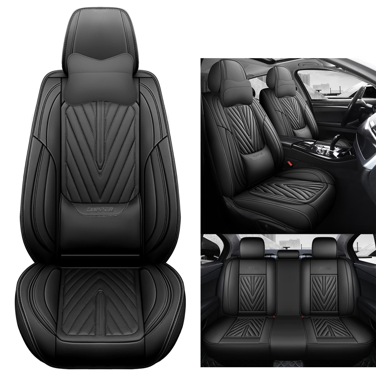 Eunncu Autositzbezüge komplettes Set Universal in Stylish Design | Schonbezüge für Vordersitze und Rückbank | Auto Sitzbezüge Airbag Kompatibel | Premium Wasserdicht Sitzbezug, Schwarz Eunncu Autositzbezüge komplettes Set Universal in Stylish Design | Schonbezüge für Vordersitze und Rückbank | Auto Sitzbezüge Airbag Kompatibel | Premium Wasserdicht Sitzbezug, Schwarz von Eunncu